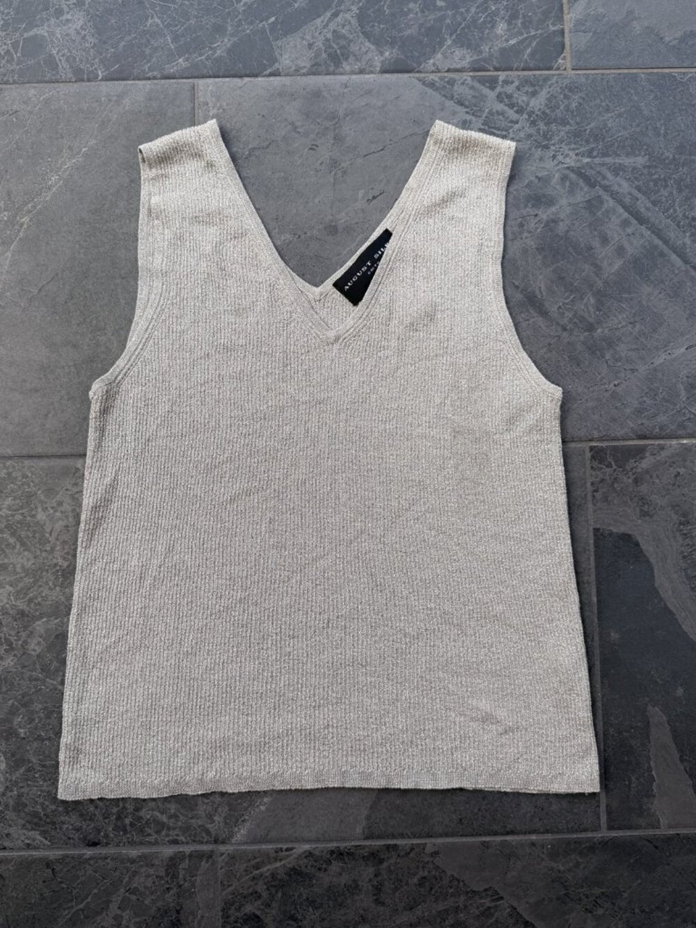 august silk metallic medium vintage y2k tank sparkle